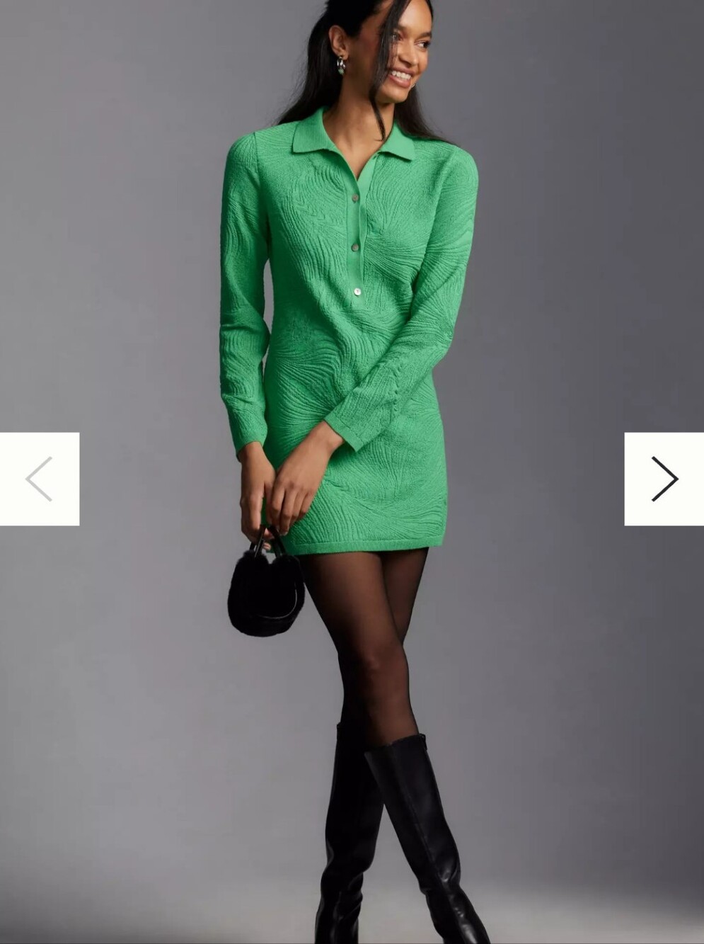 By Anthropologie Long-Sleeve Mini Polo Jumper Dress